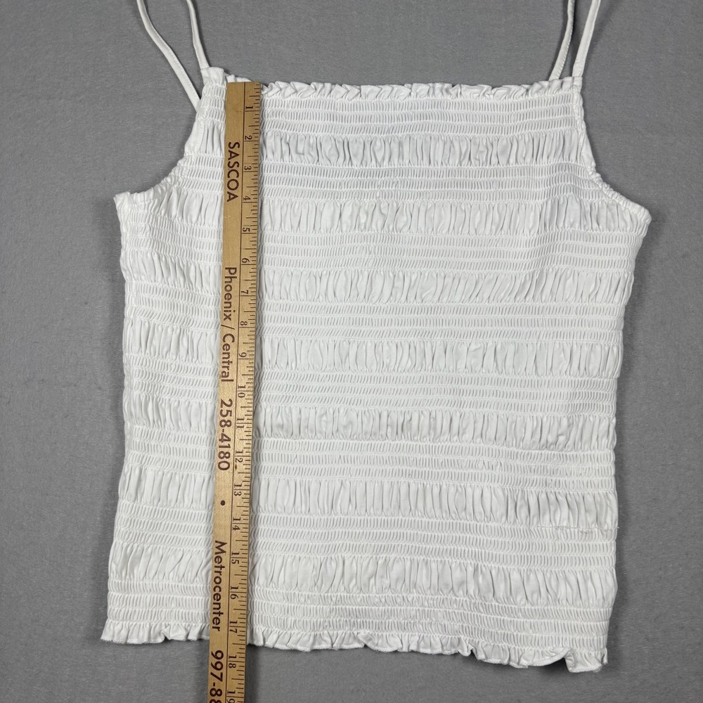 H&M Ruffled Stretchy Spaghetti Strap Cami Top Women's Size XL White Summer Tank - Picture 5 of 5